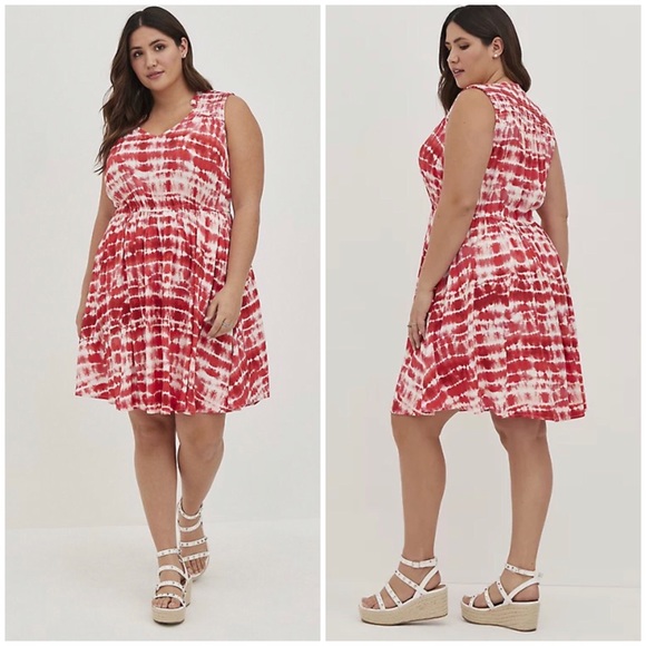 torrid Dresses & Skirts - TORRID Smocked Mini Skater Dress - Twill Rust Tie Dye Size 00